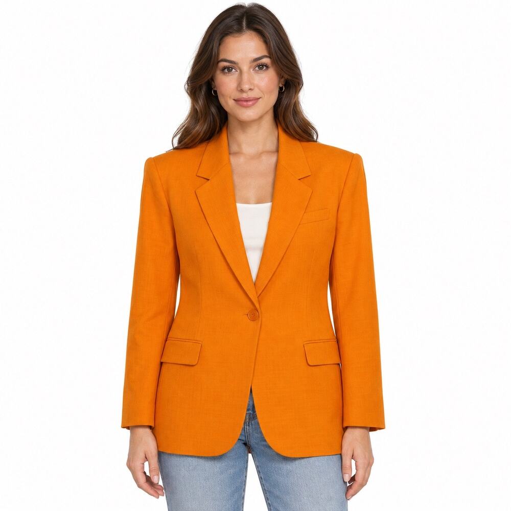 Sandro Paris Mix-It Orange Viscose Blazer Jacket Modern M/L FR 40